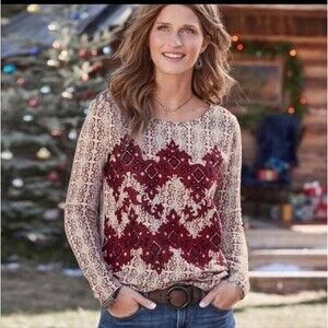 SUNDANCE TOP XS Neva Tapastry patterned  BEADED & EMBROIDERED
